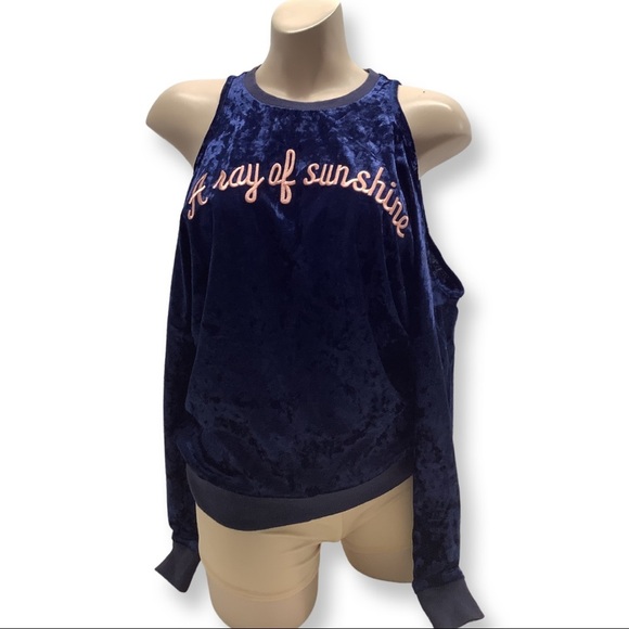 Romeo & Juliet Size Small Couture Ray of Sunshine Cold Shoulder Velvet Top. New - Picture 2 of 5